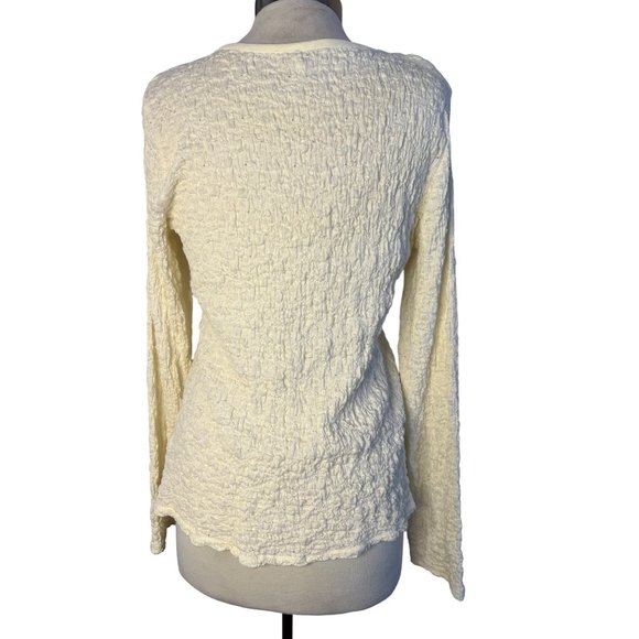 J Jill Blouse L Cream Long sleeve Round Neck Stretch Pull Over - Picture 6 of 14